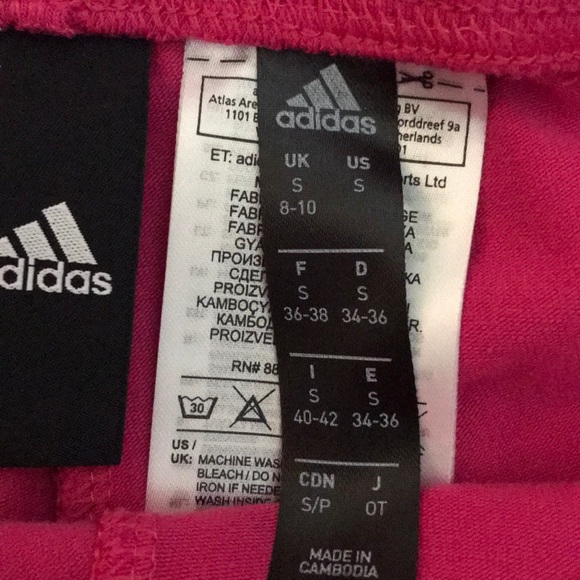 Adidas Magenta Slim Fit Leggings with White Logo - Picture 3 of 5